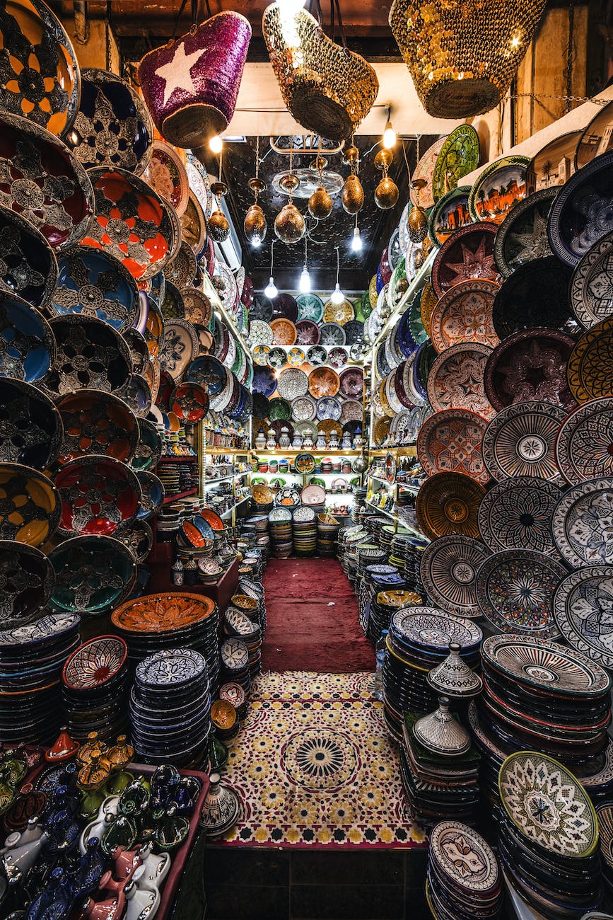 oriental shop with traditional eastern crockery